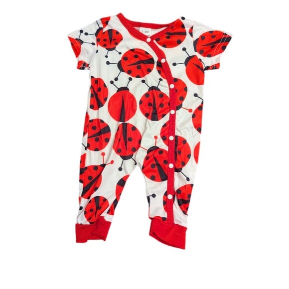 NWOT Lady Bug Button Up Onesie Size 1-3 Months - Picture 1 of 3